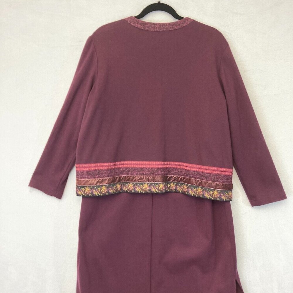 Coldwater Creek Maxi Dress & Cardigan Sweater Set PXL Burgundy Modest XL Petite - Picture 13 of 16